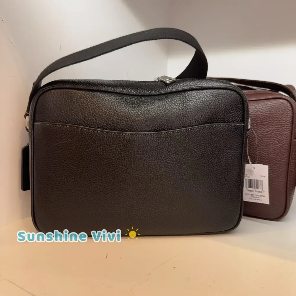NWT Coach Colton Crossbody Bag 25 CES86 Silver/Black Refined pebble leather